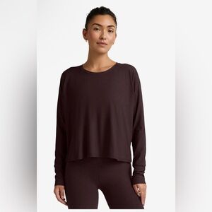 💫Beyond Yoga Featherweight Daydreamer Pullover, XS, Dark chocolate heather